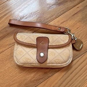 Dooney & Bourke leather & logo fabric wristlet